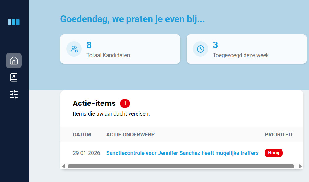 Onboardingscheck - sanctiecontrole melding